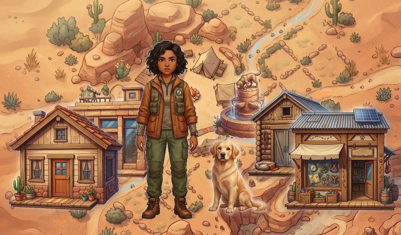 Serene desert plateau wilderness base camp Dream Village