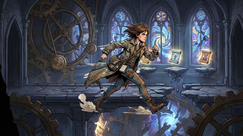Crumbling gothic clocktower with temporal shifting hazards Turbo Dash