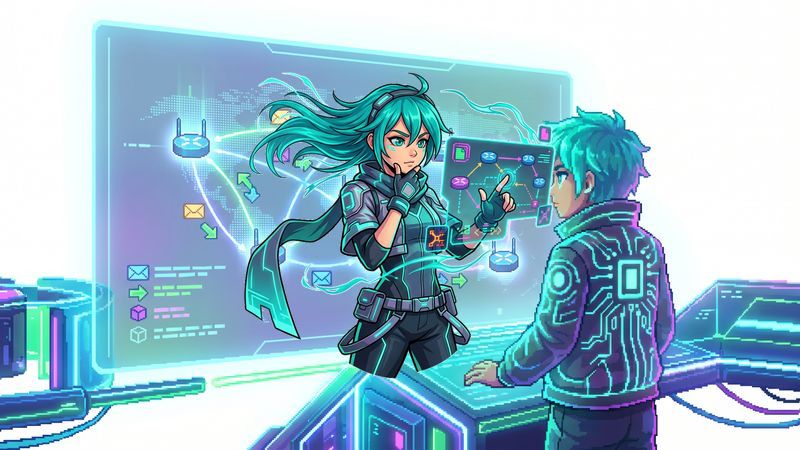 Glowing digital data terminal with vibrant pixelated icons Jewel Blitz