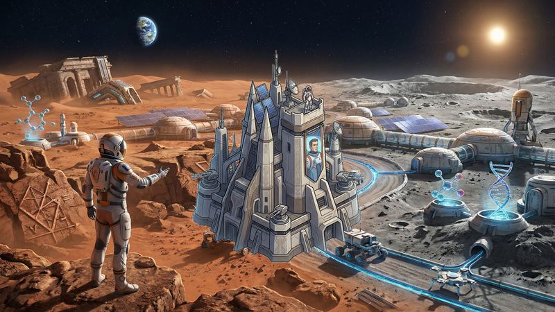 Futuristic lunar and martian technological space colonization Tower Defense