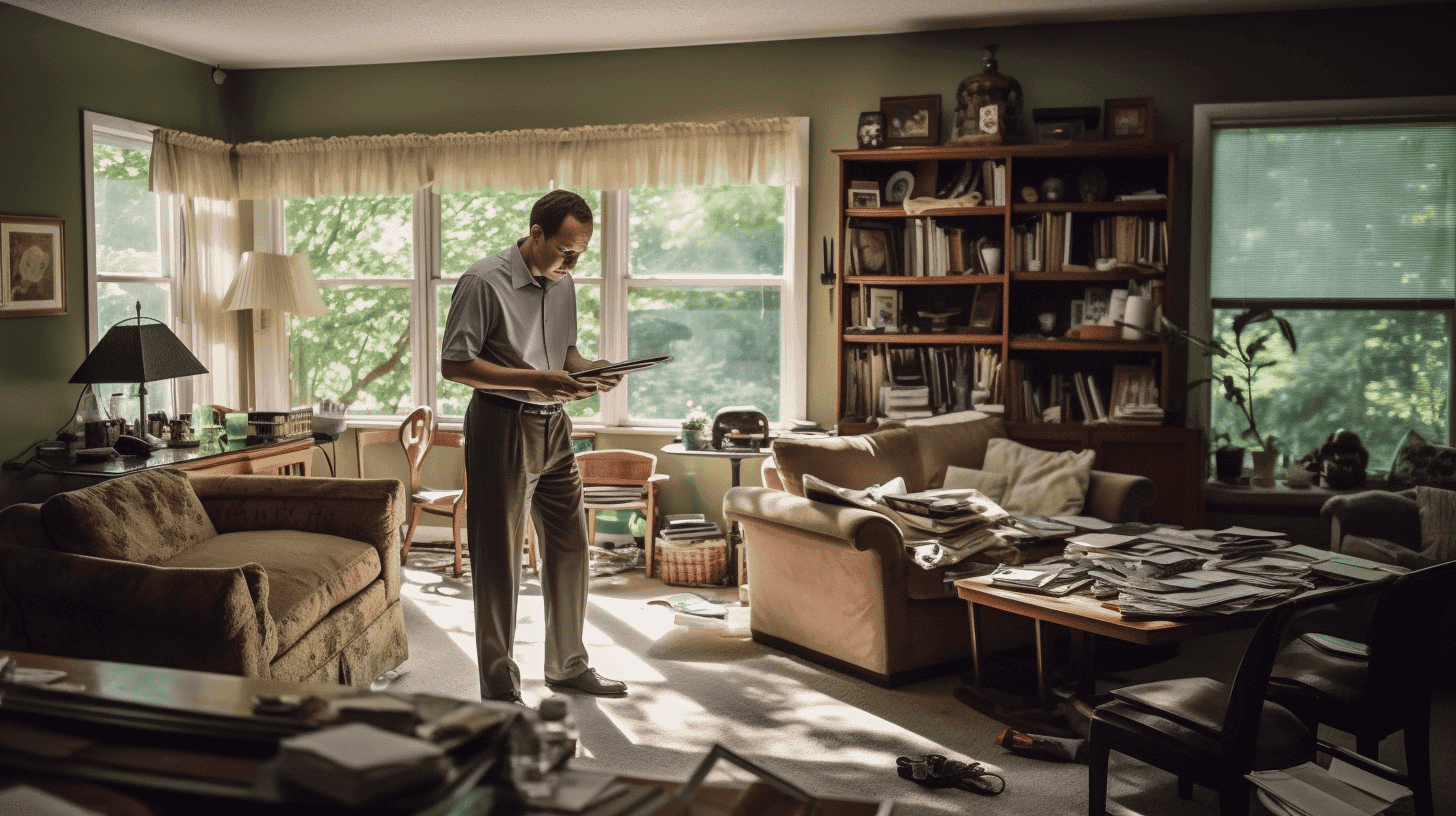 A property manager inspecting a rental property.