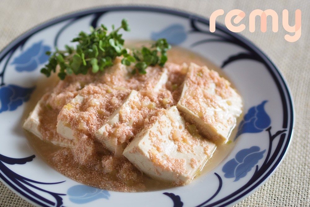 調味料は使わずに「たらこあんかけ豆腐」by