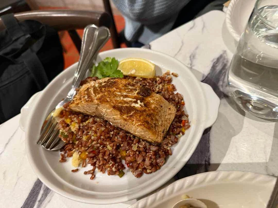 Grilled Salmon Steak with Warm Couscous of Mamou Prime