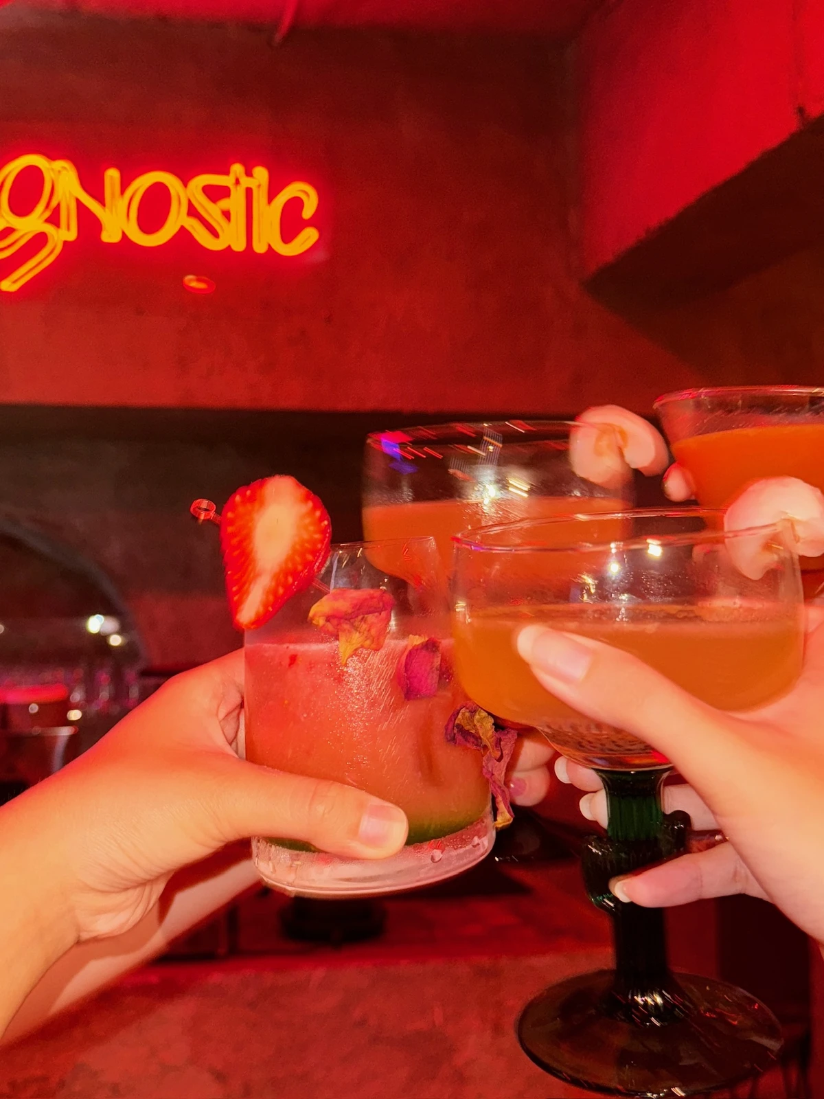 Lychee Haze Nogarita, Apple Spiced Cider, Pink Roses Nojito