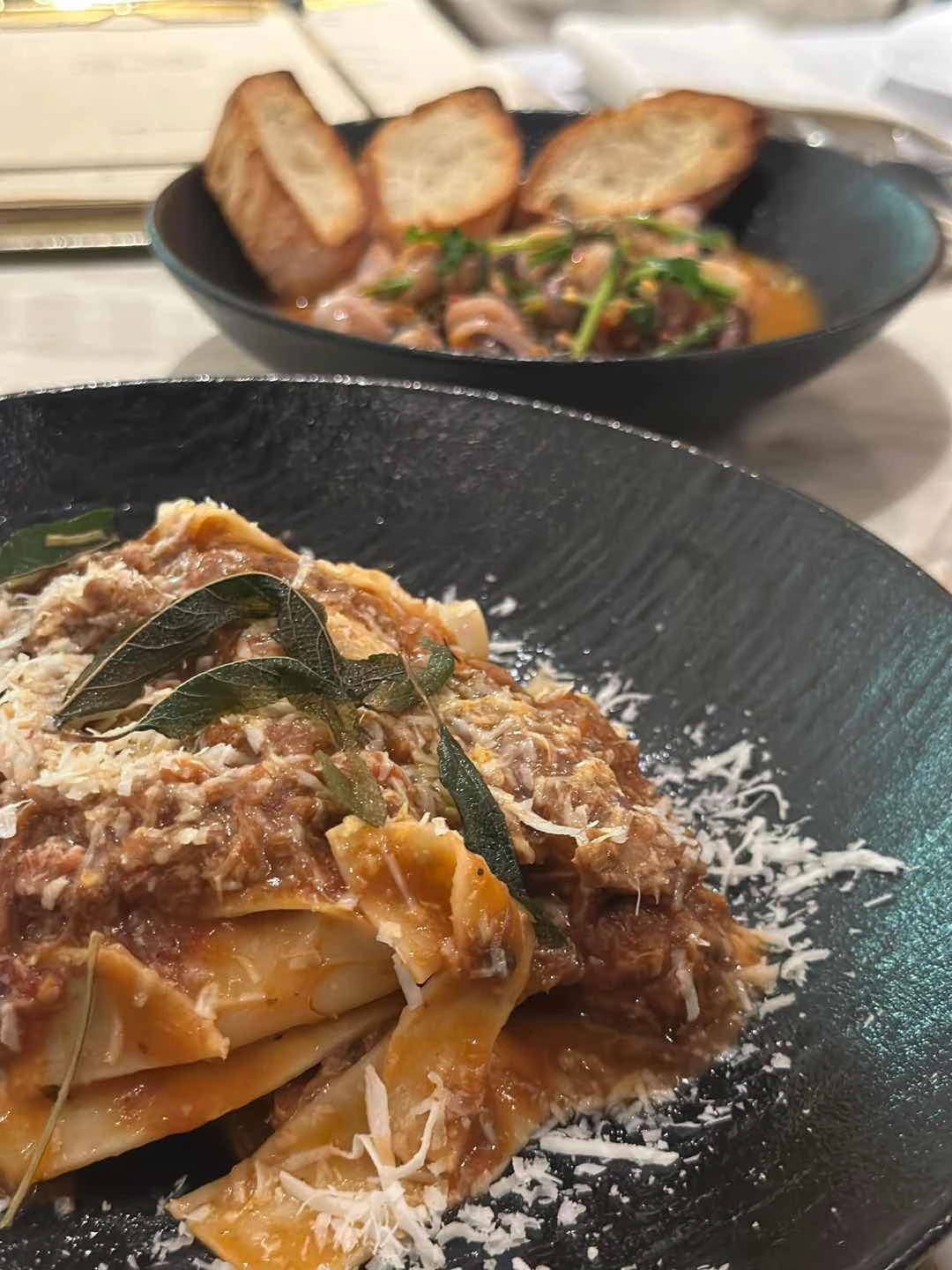 Bolognese and spicy squid