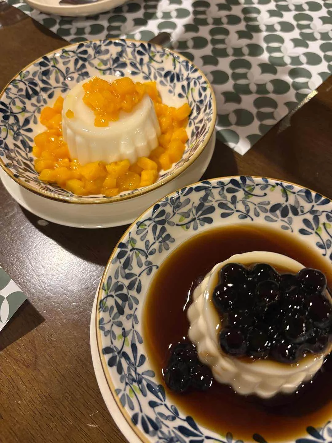 mango & black sugar sago pudding