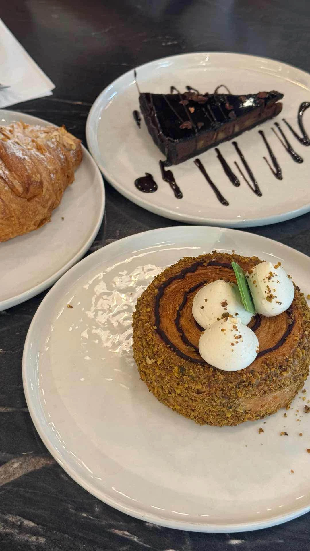 Turtle pie, Pistachio Croissant, Almond Croissant