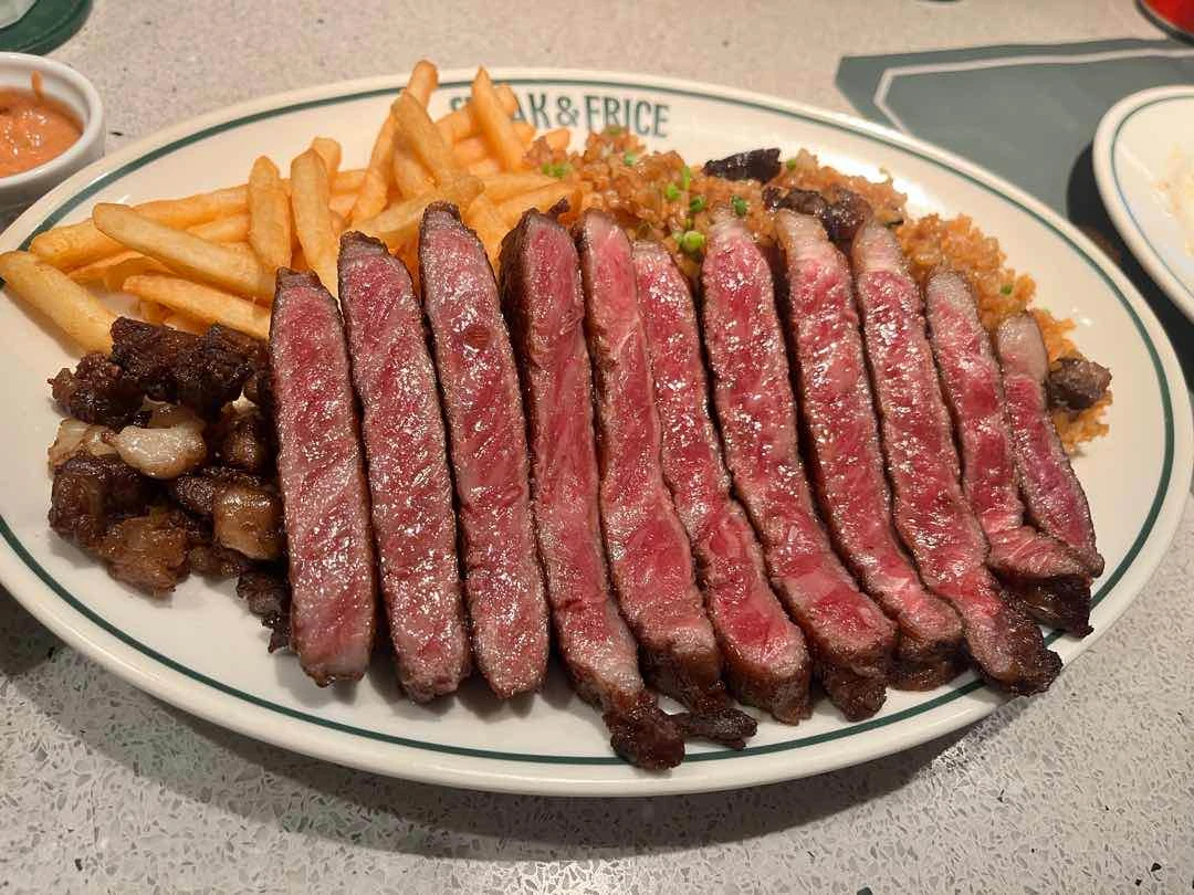 Japanese omi wagyu striploin (marbling grade A5) of Steak & Frice
