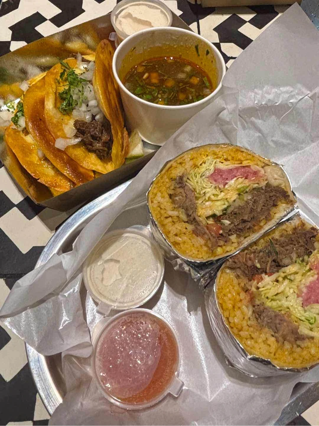 Quesabirria and burrito of El Poco Cantina