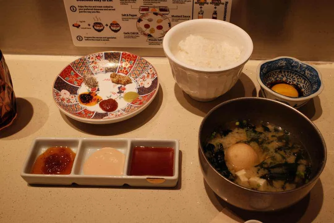 rice, miso, and egg