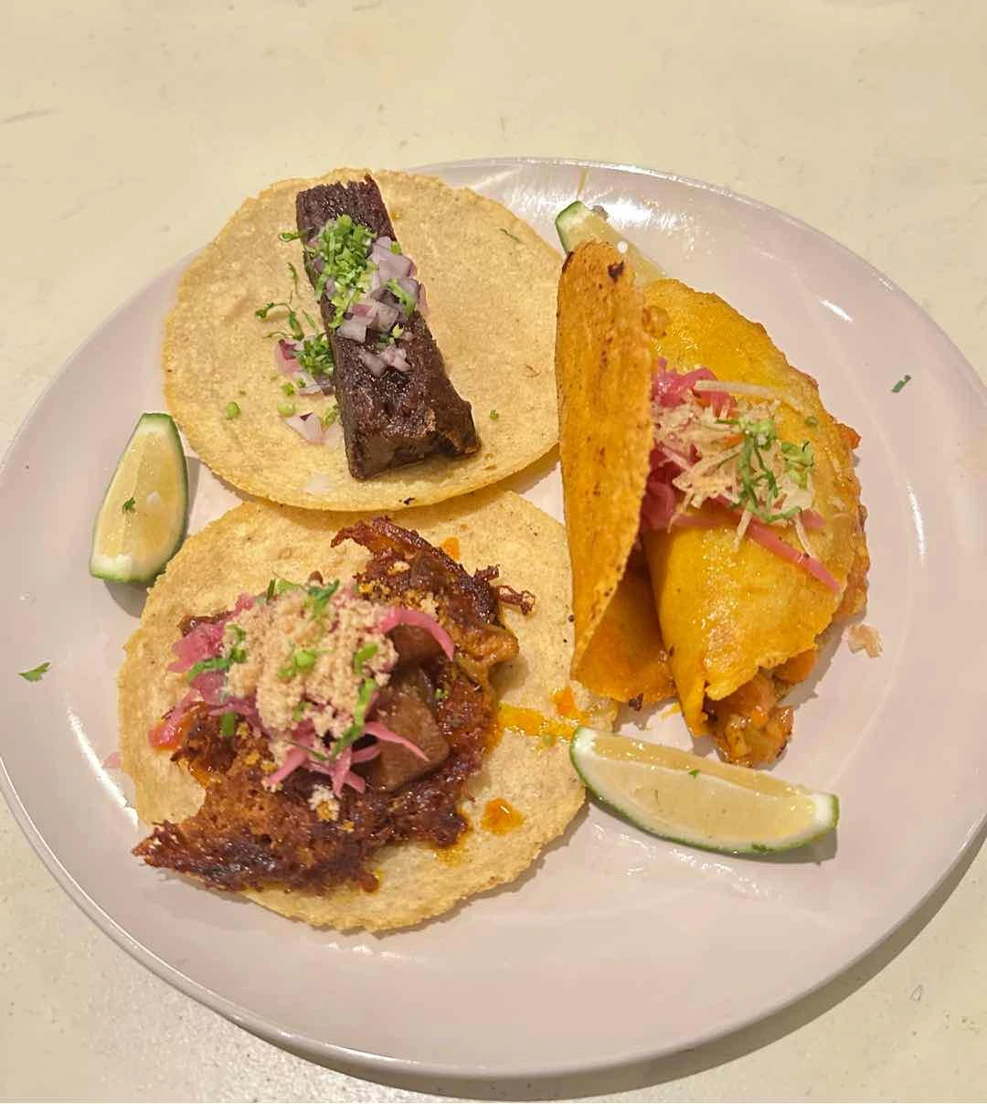 Wagyu Cheek, Carnitas, Camaroncito