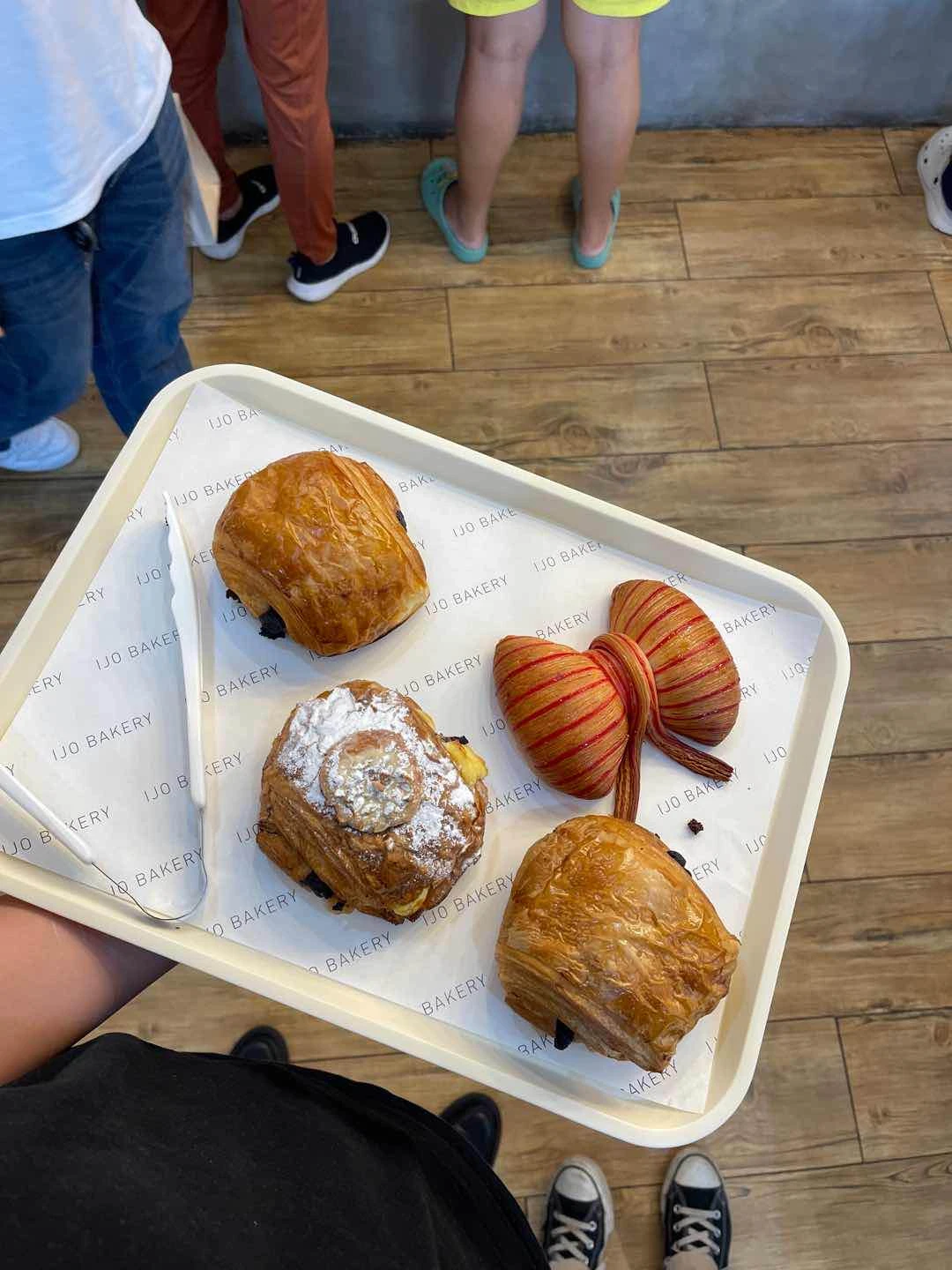  pain au choco, guava cream cheese, banana bread thing