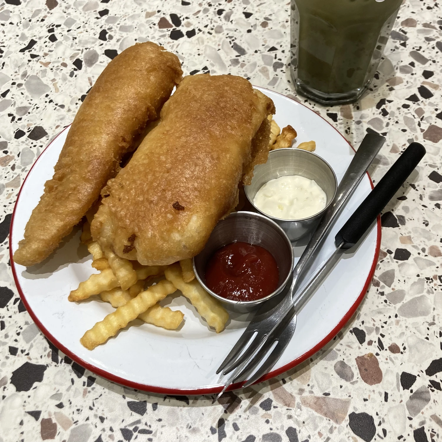 Fish fillet + matcha latte