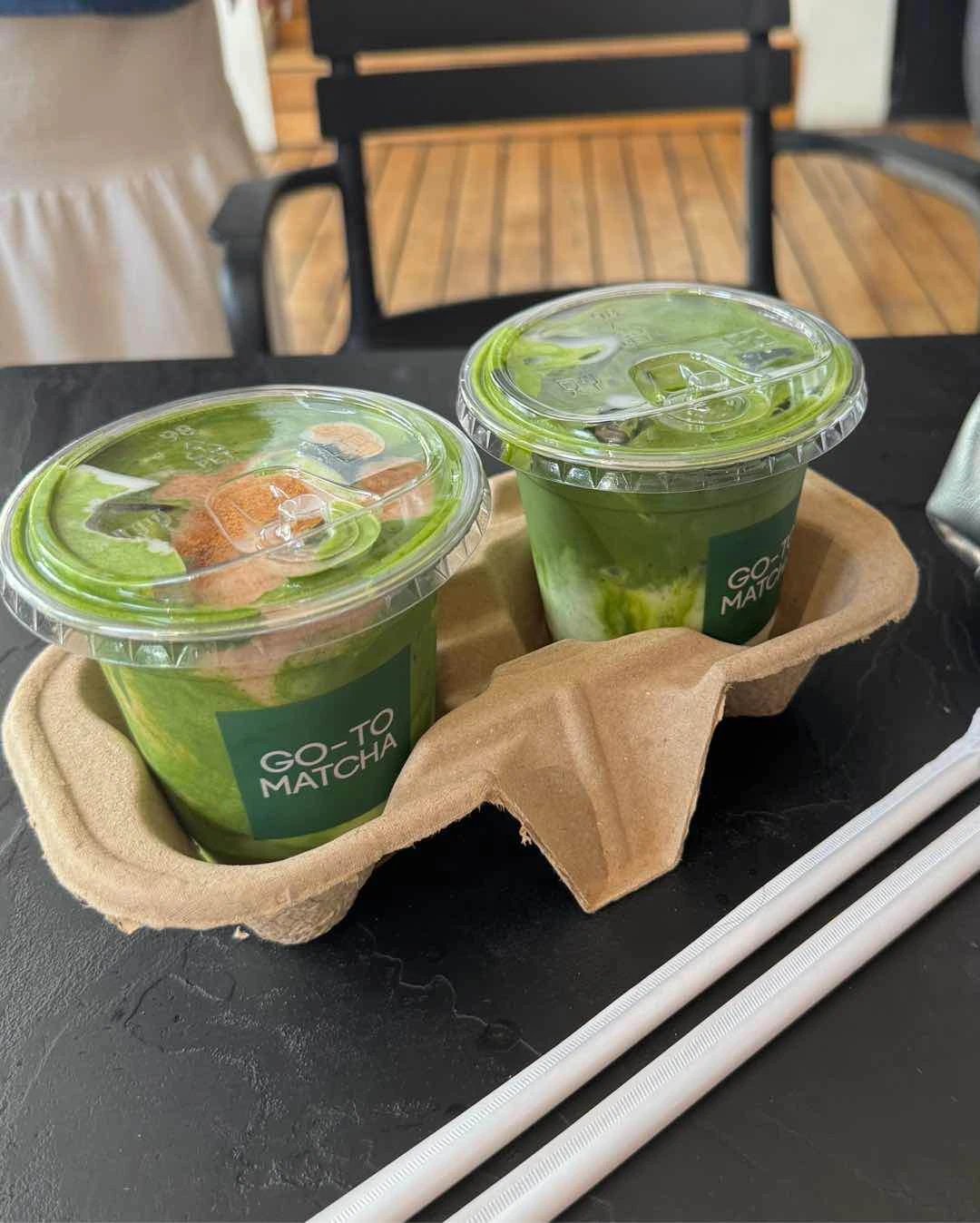matcha latte and banana maple matcha
