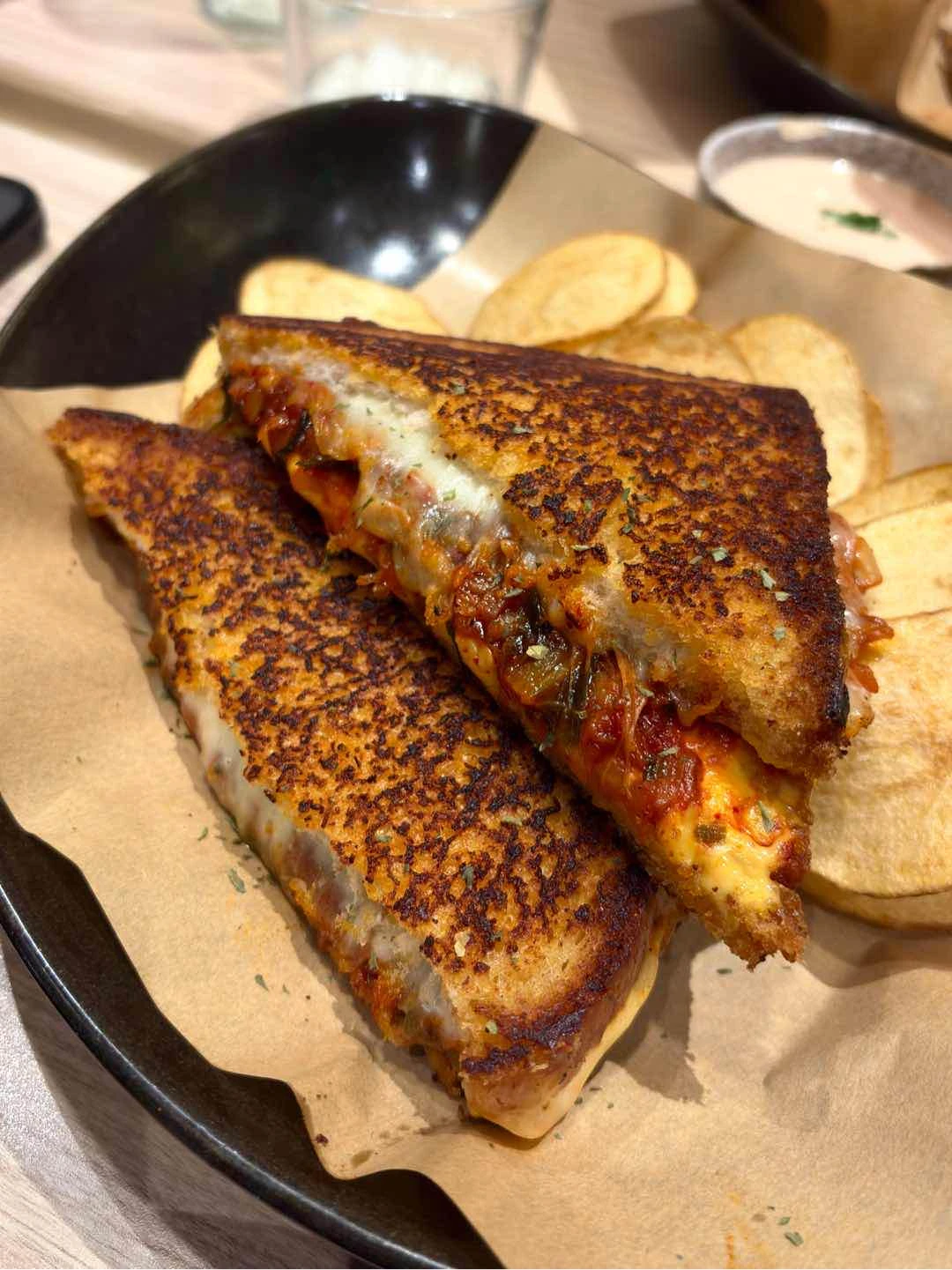 kimchi grilled cheese sandwich