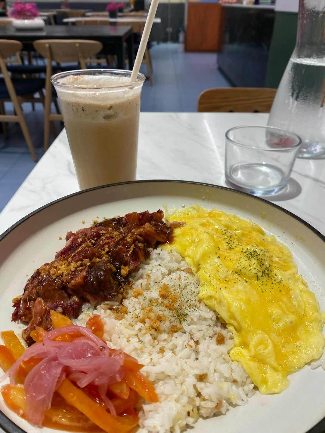 breakfast brisket, sisig palabok of Panco Cafe