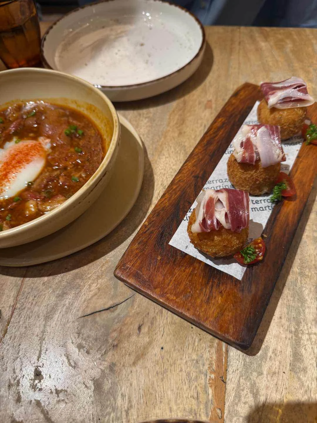 Terraza manitas de cerdo and Croquetta de jamon of Terraza Martinez