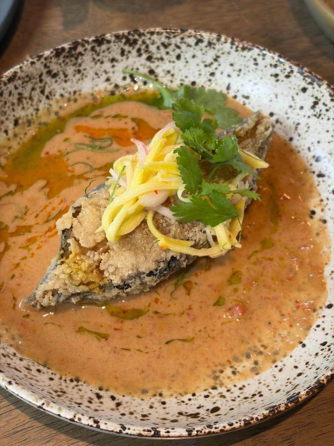 Deep Fried Halibut with Red Curry Sauce