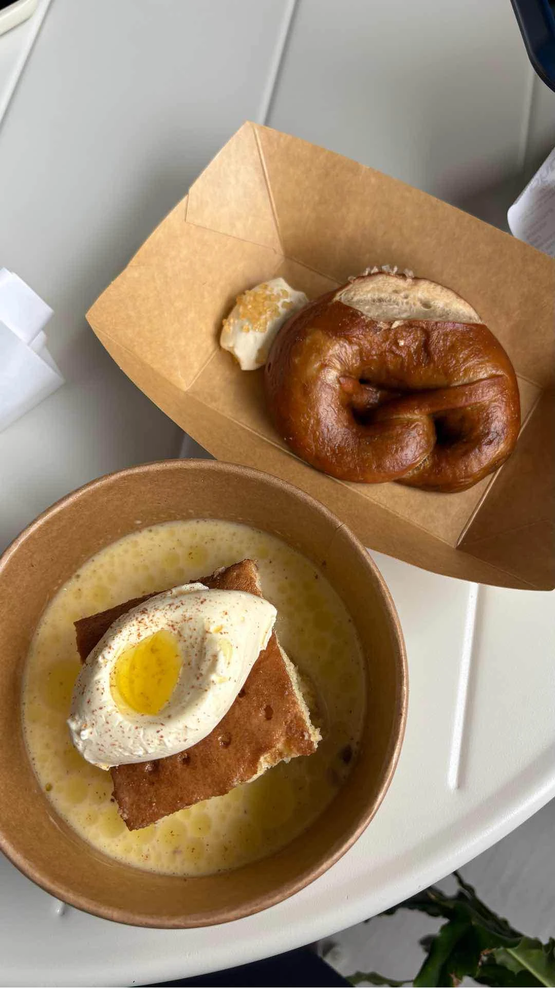 Pretzel and olive oil tres leches cake of Scratch