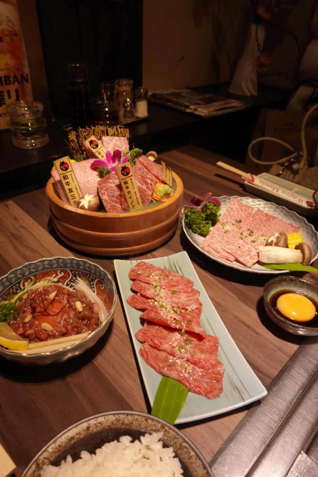 Wagyu A5 Okemori, Yukke Sashimi, Wagyu Zabusuki