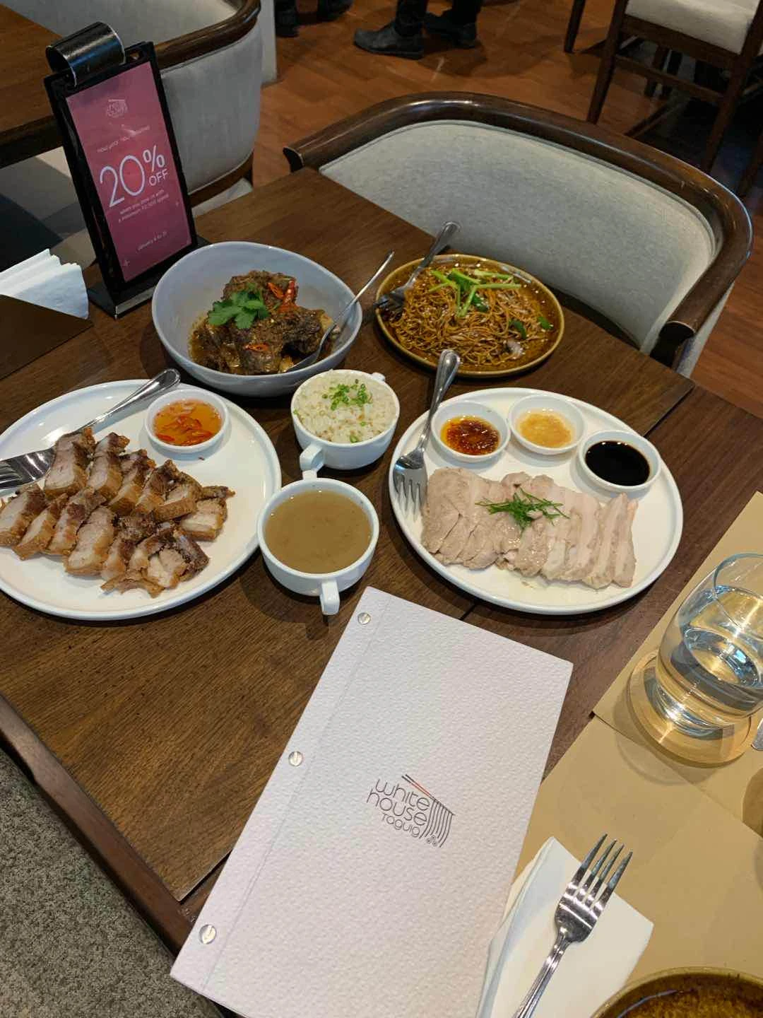 Hainanese Chicken, Lechon Macau, Stir Fry noodles, Slow cooked beef