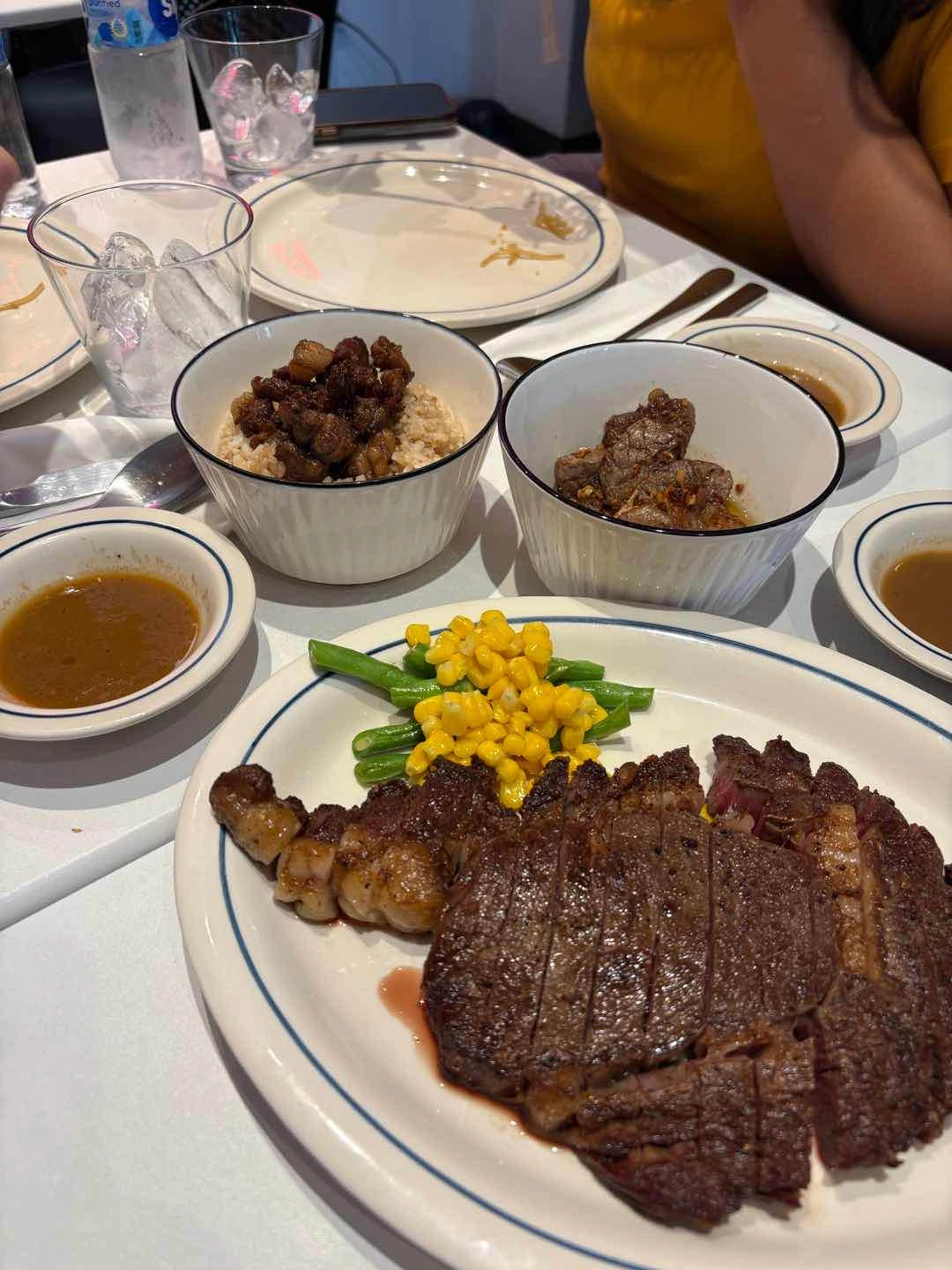 steak, beef salpicao, steak rice
