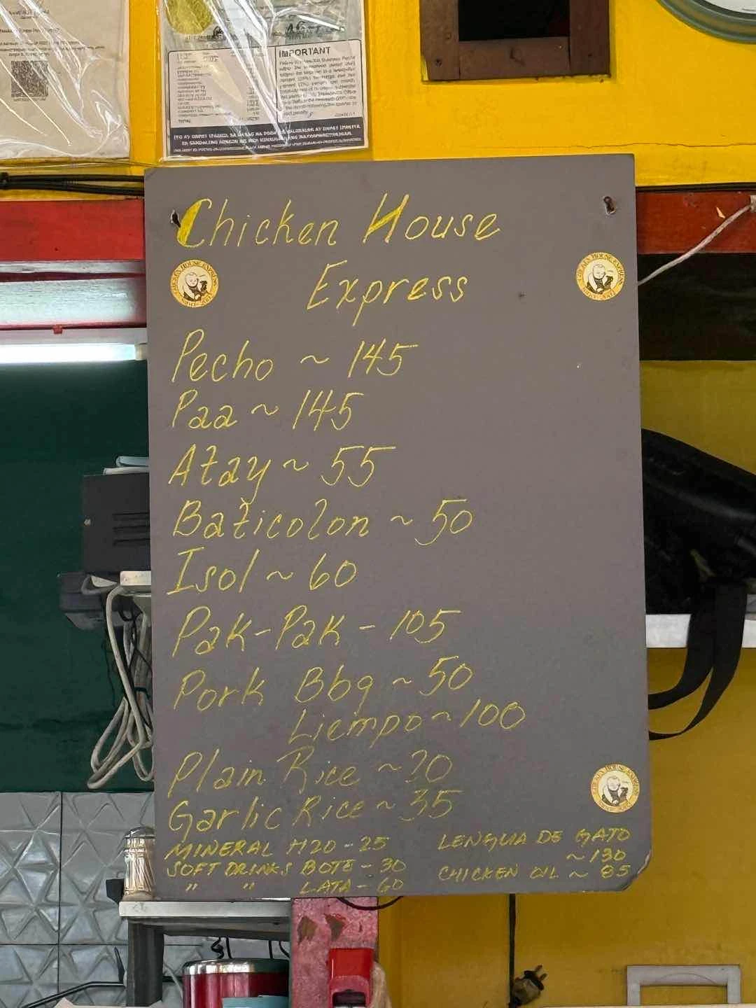 Menu of C.H.E. Bacolod Chicken House Express
