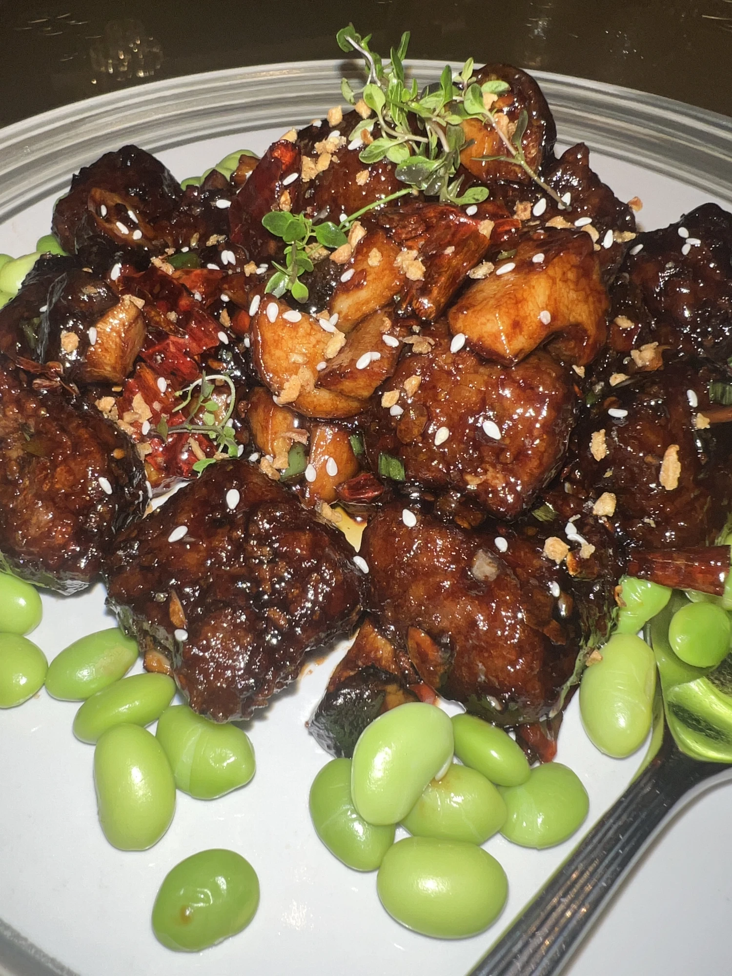8-hour-slow-braised US Wagyu Beef Tenderloin with edamame in Spicy Sweet and Sour