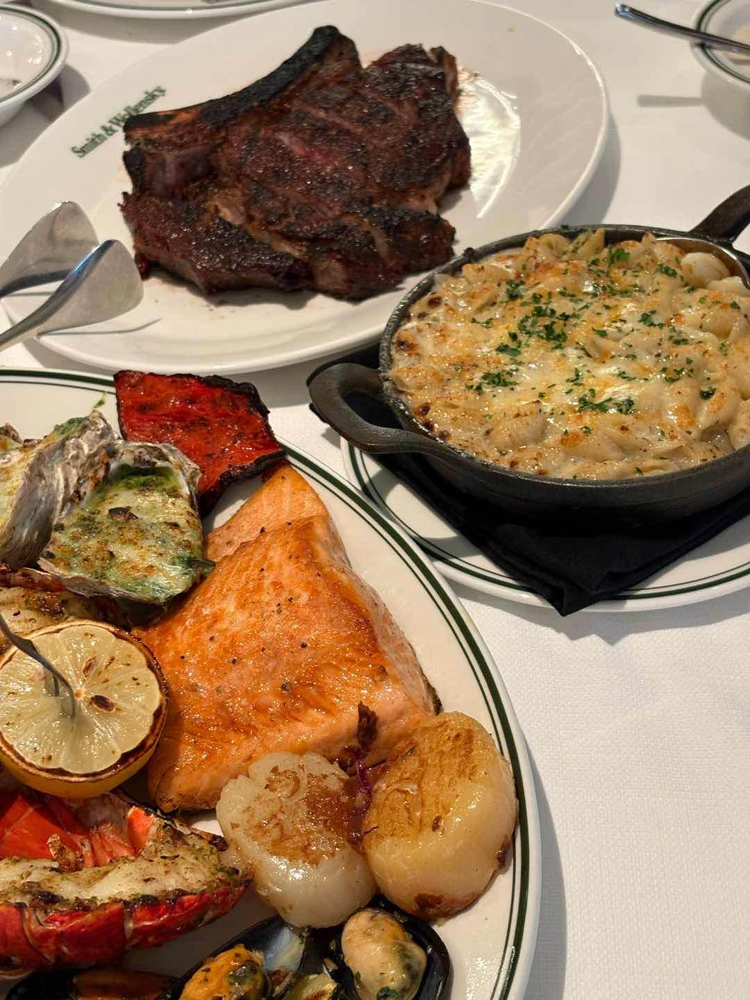 USDA Prime 28 day dry aged bone in Ribeye 24 oz and Truffle Mac & Cheese