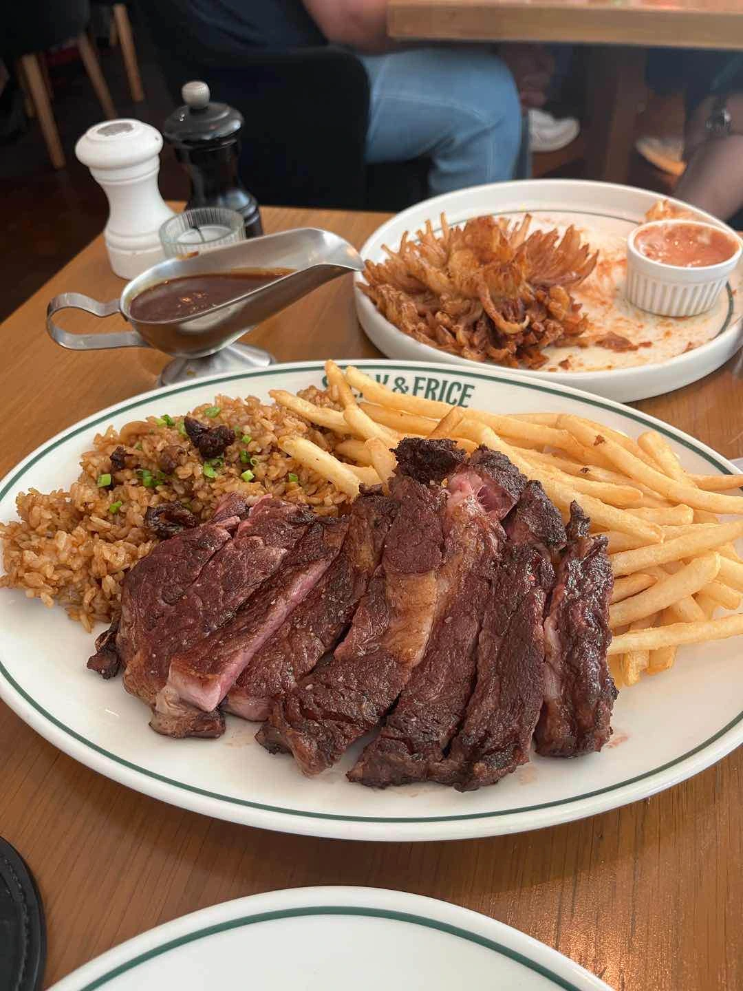 USDA Ribeye with Steak Rice and Fries