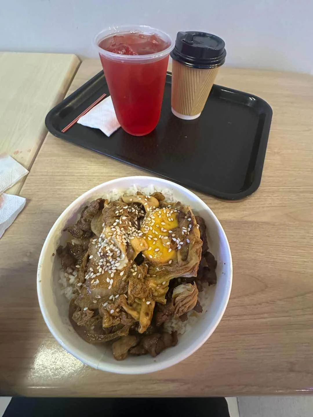 Gyudon with Red Iced Tea & Hot Americano