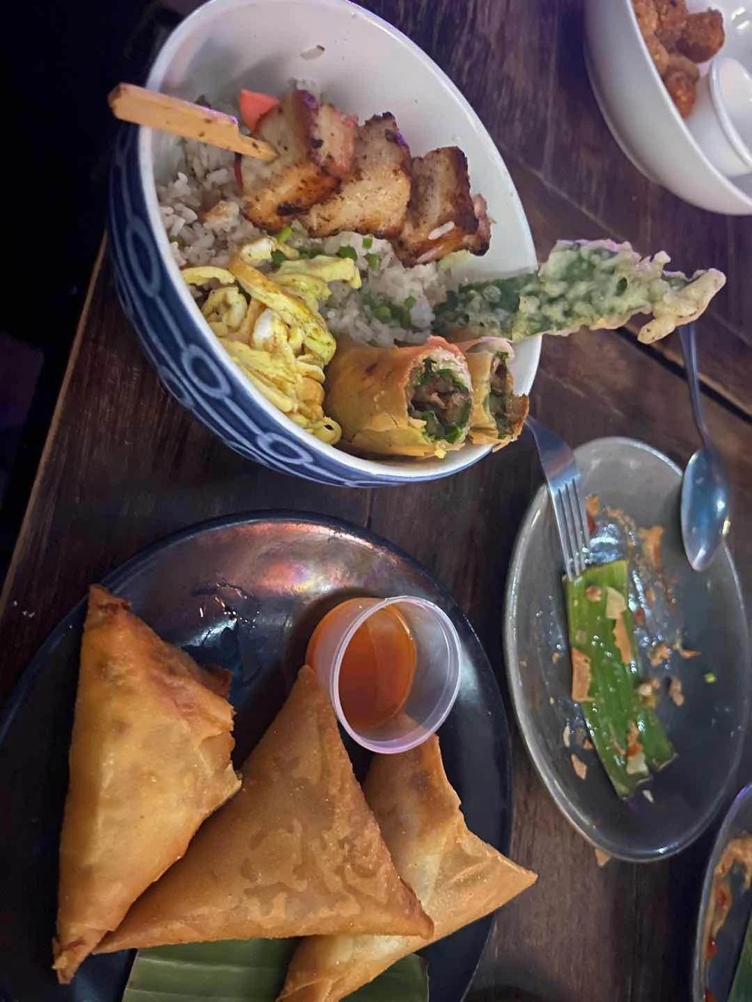 sinigang bowl and empanada are good just too oily for my liking