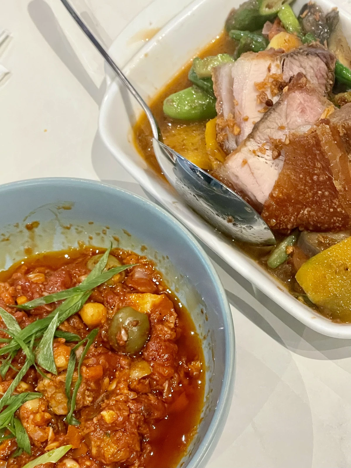 Beef and Tripe Callos; Pinakbet