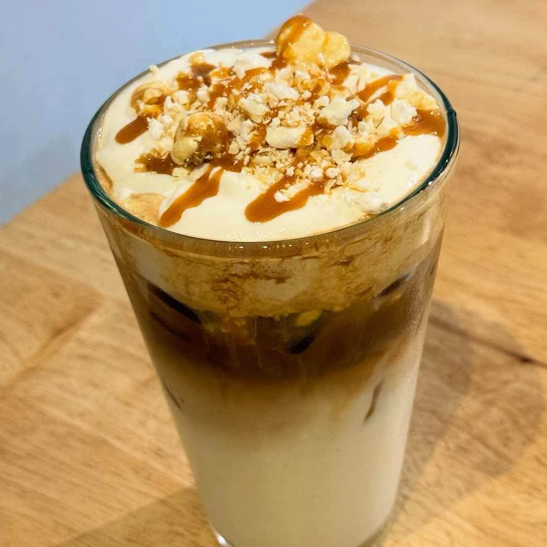 salted caramel popcorn latte