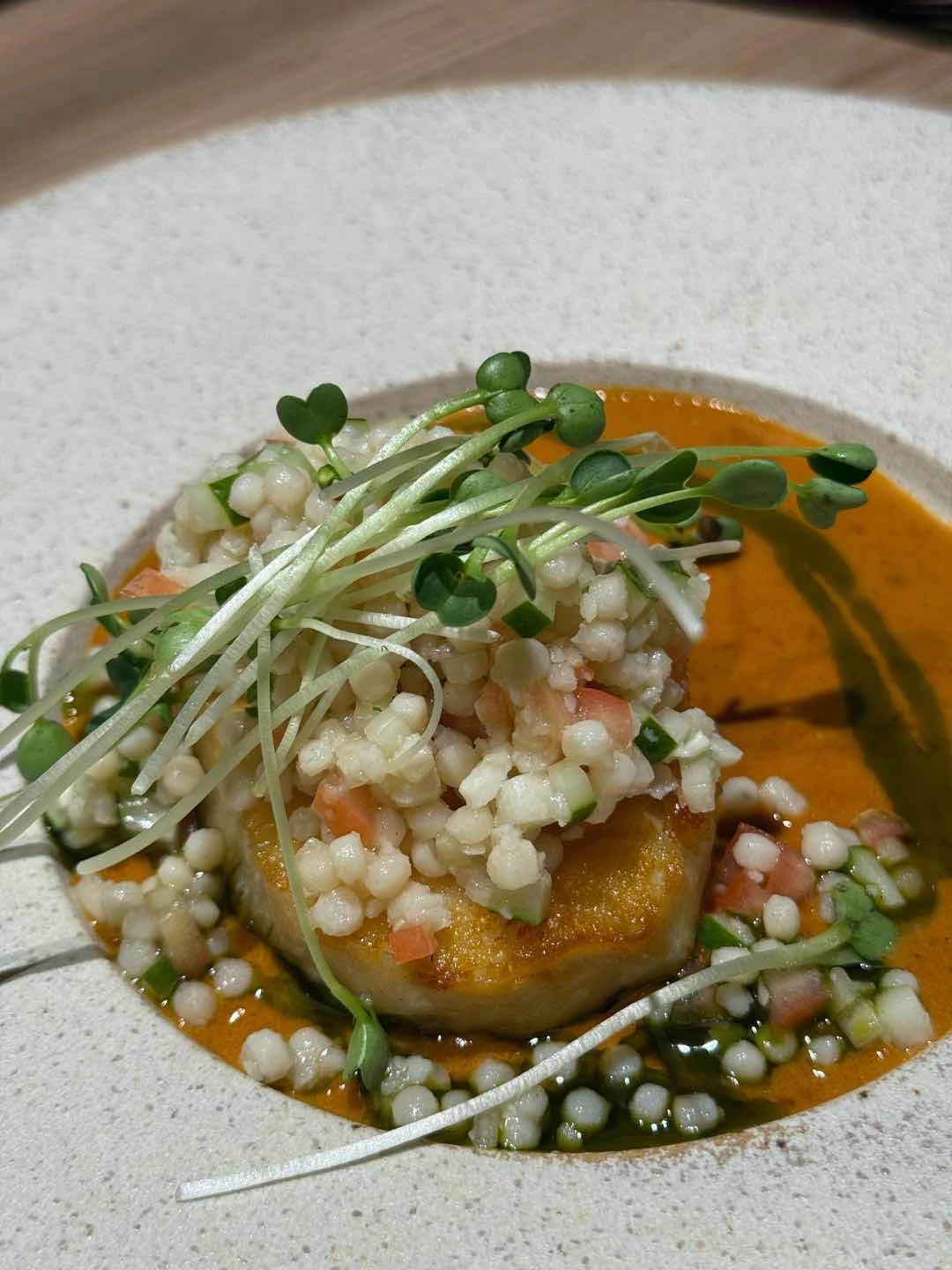 Seabass, bisque, cous cous