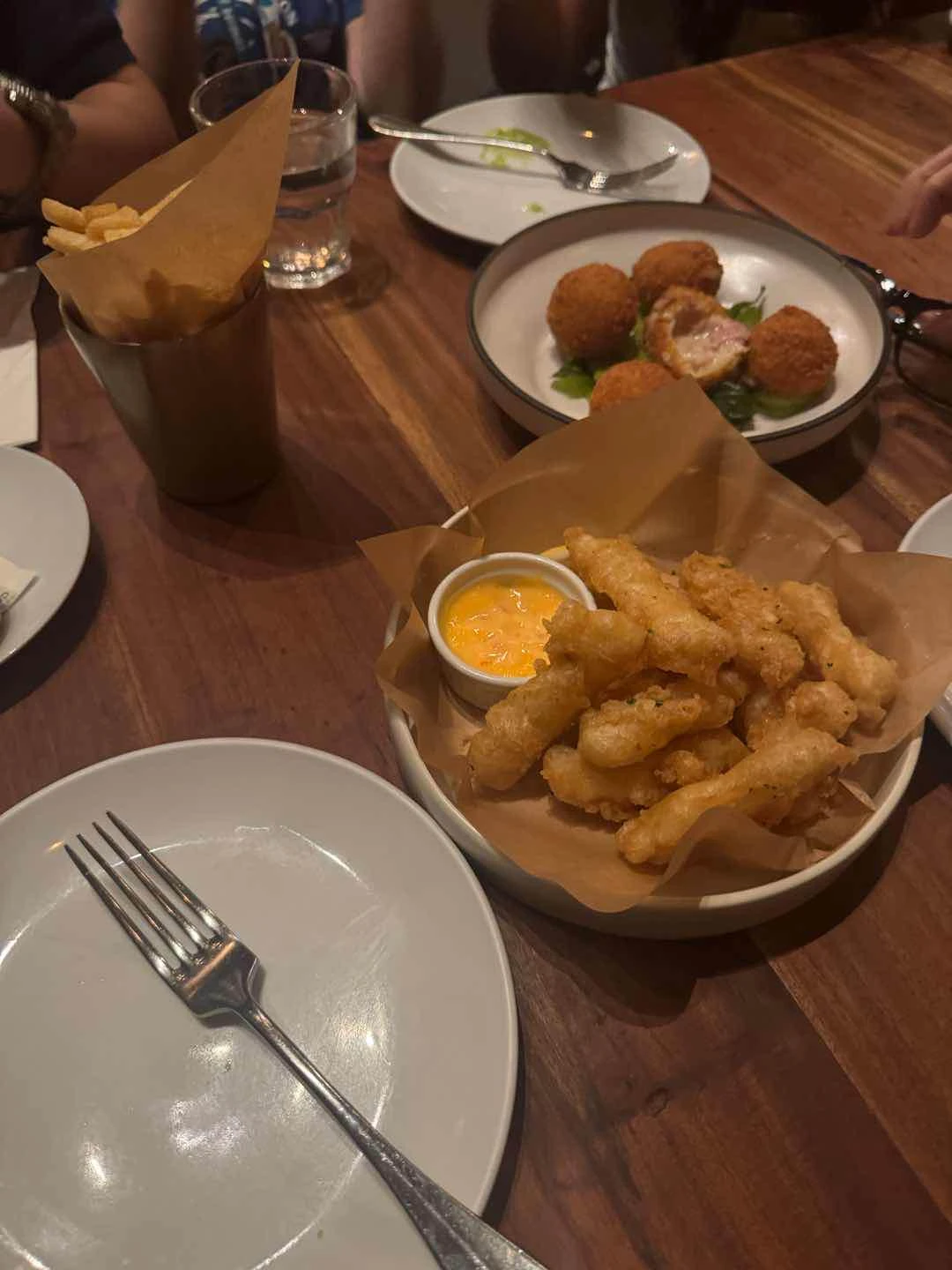 Fried Calamari and Ham and Cheese Croquettes 