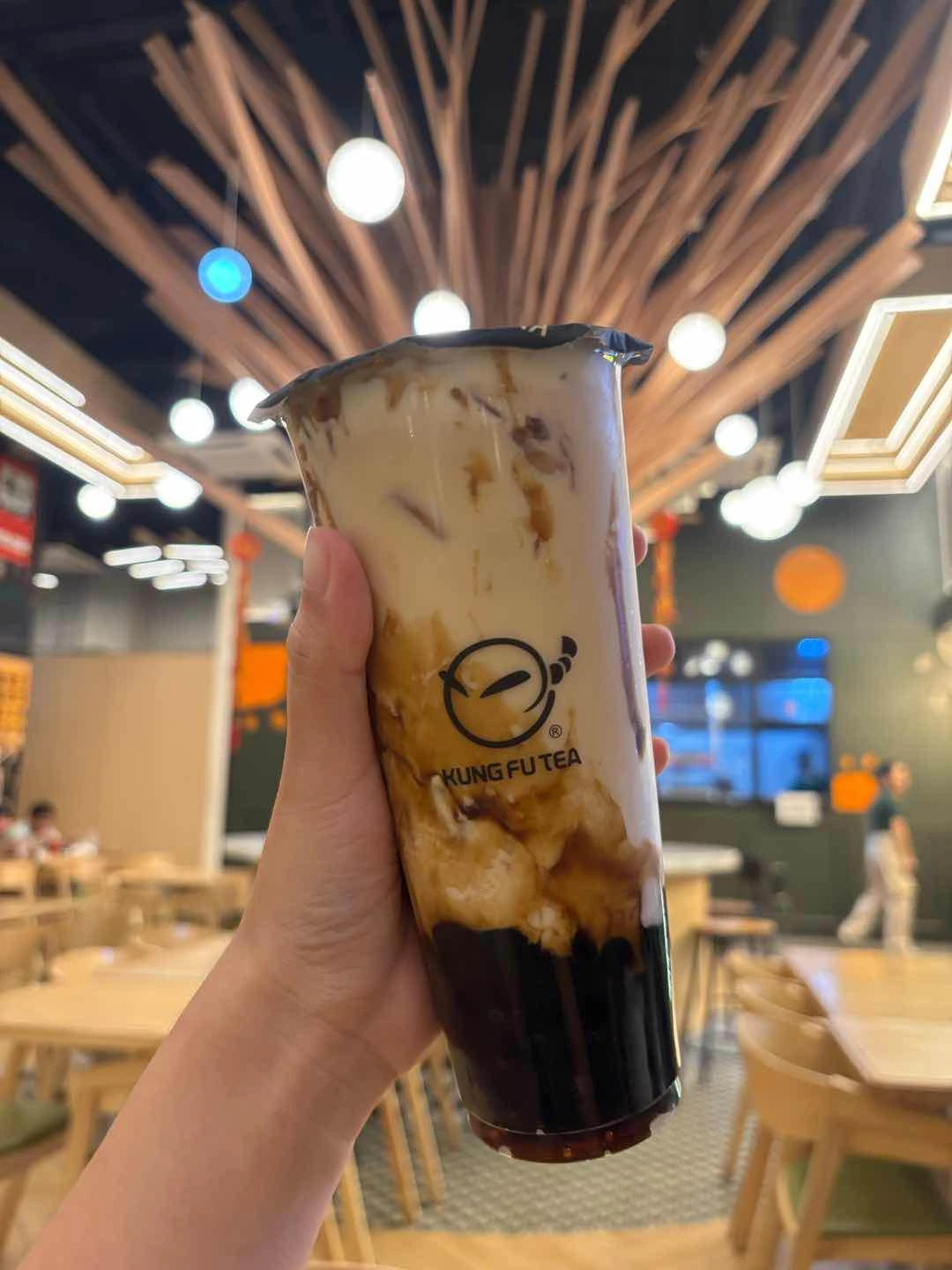 Black Tea Latte with Brown Sugar Pearls and Cheese Milkfoam