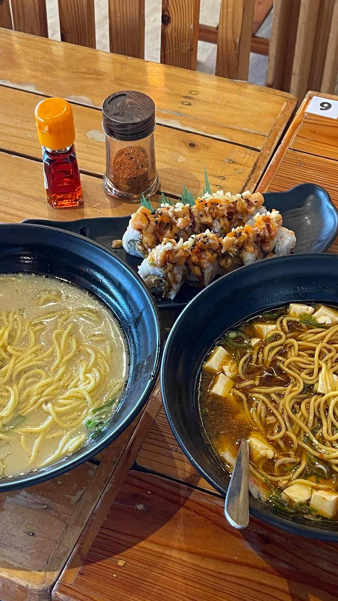 Mapo Ramen & Spicy Salmon Roll