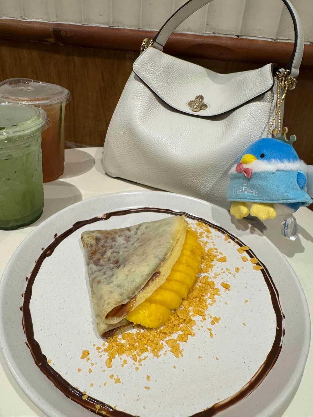 Crepe and Matcha Latte