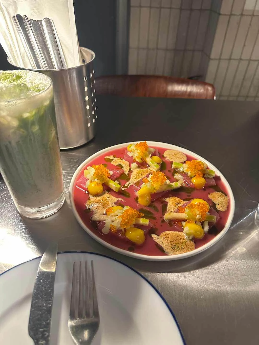 tuna crudo of Now Now Canteen