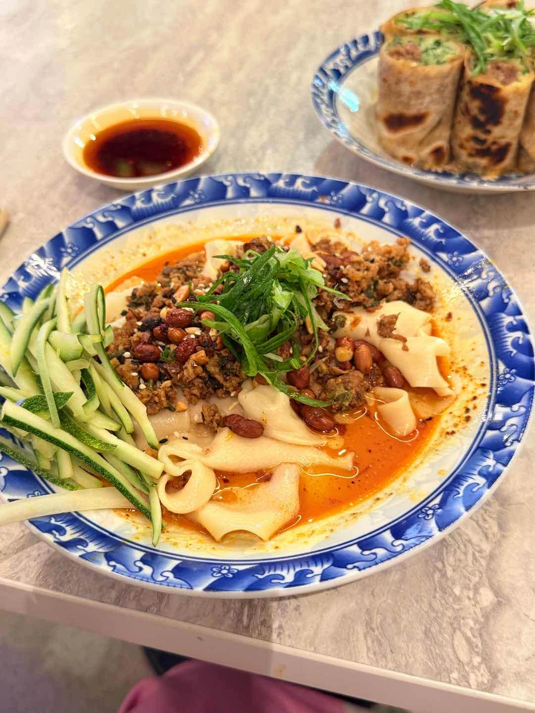 spicy pork dandan replaced with handpulled noodz