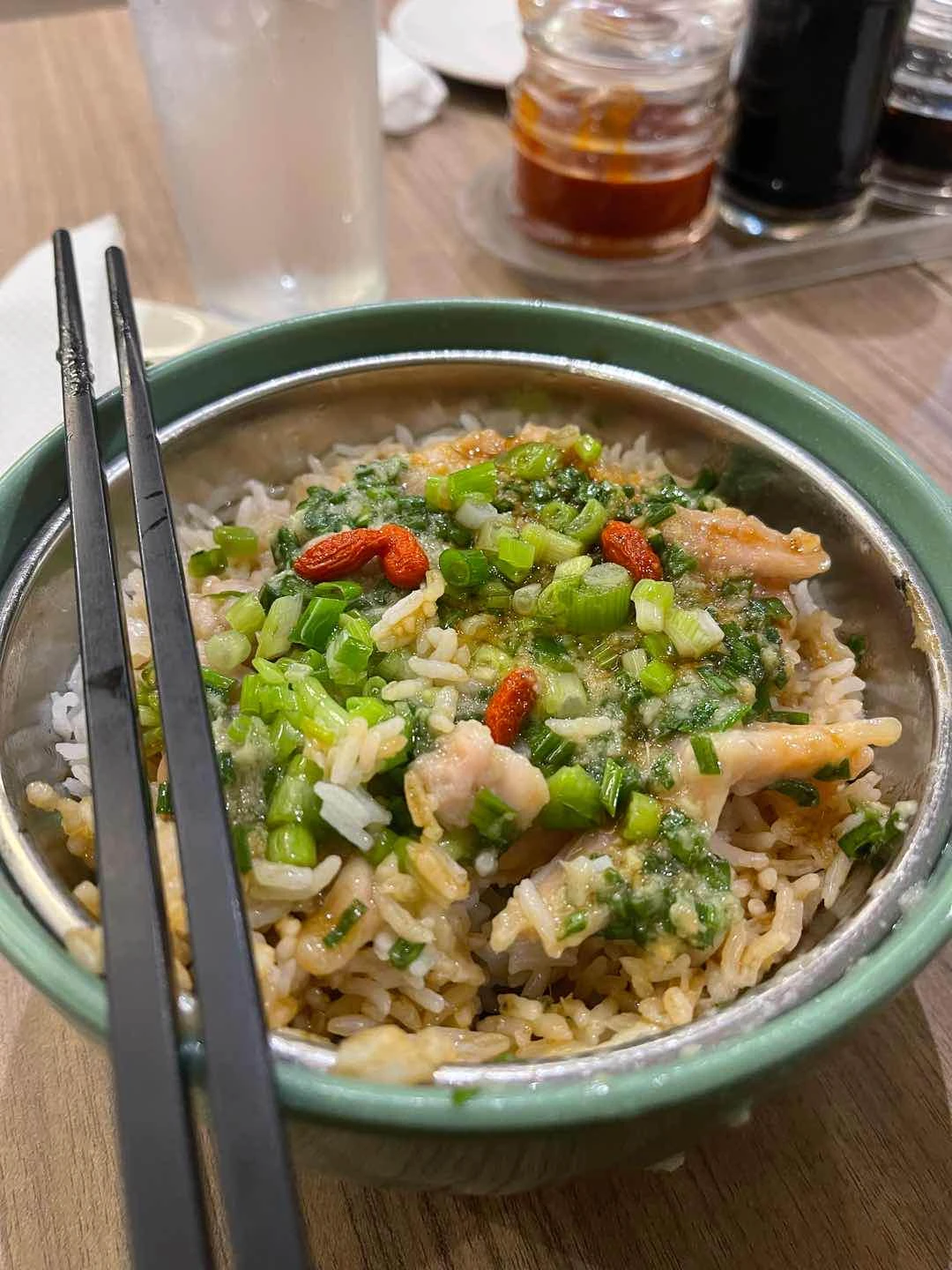 Steamed chicken with ginger scallion sauce
