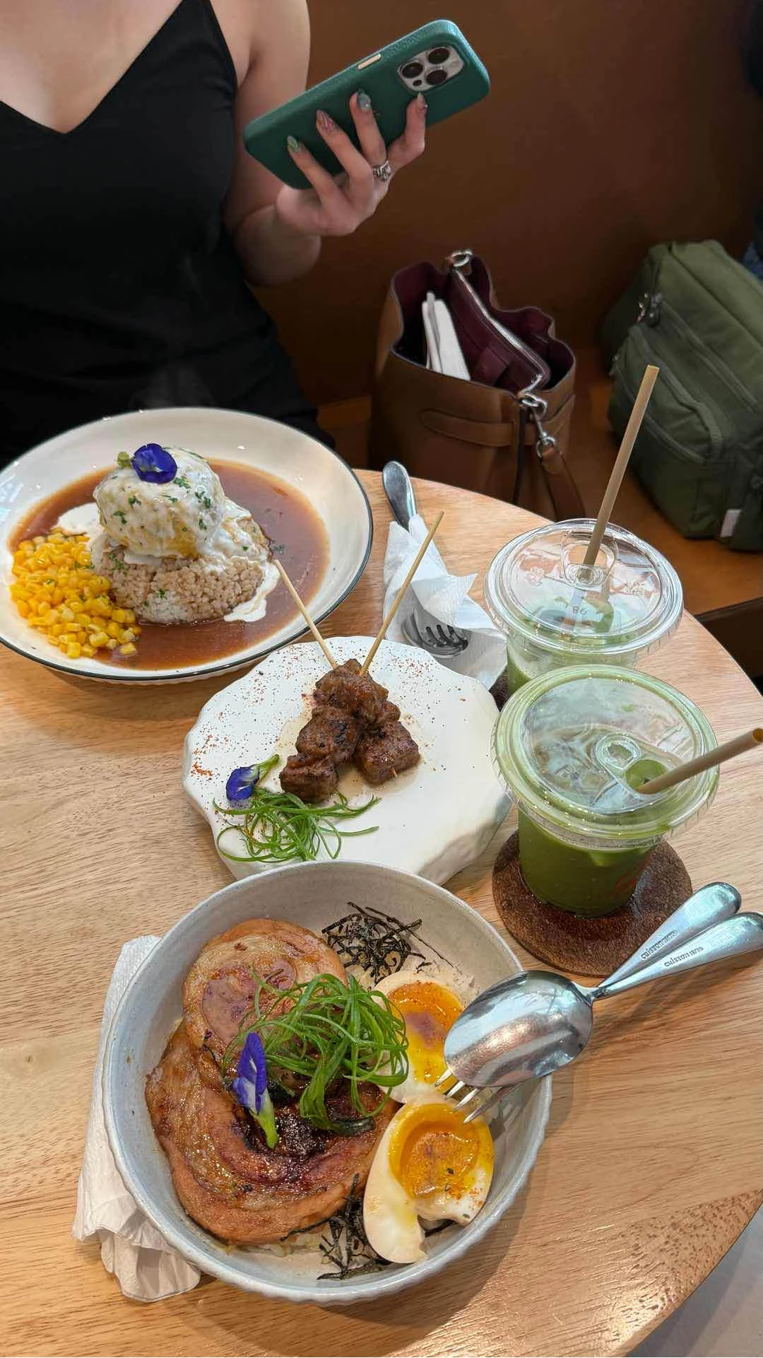  Wagyu sticks, Japanese Hambugu, and Aburi Chashu Don of Find Me Cafe