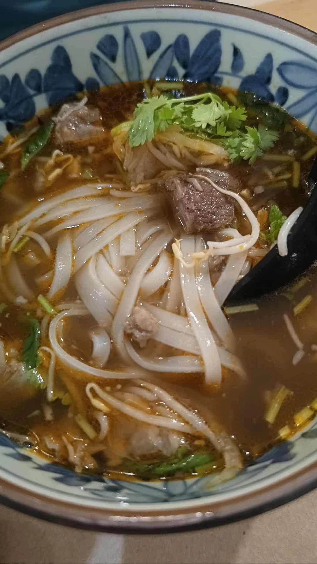 Bun Bo Hue (lemongrass broth with brisket and tendon)