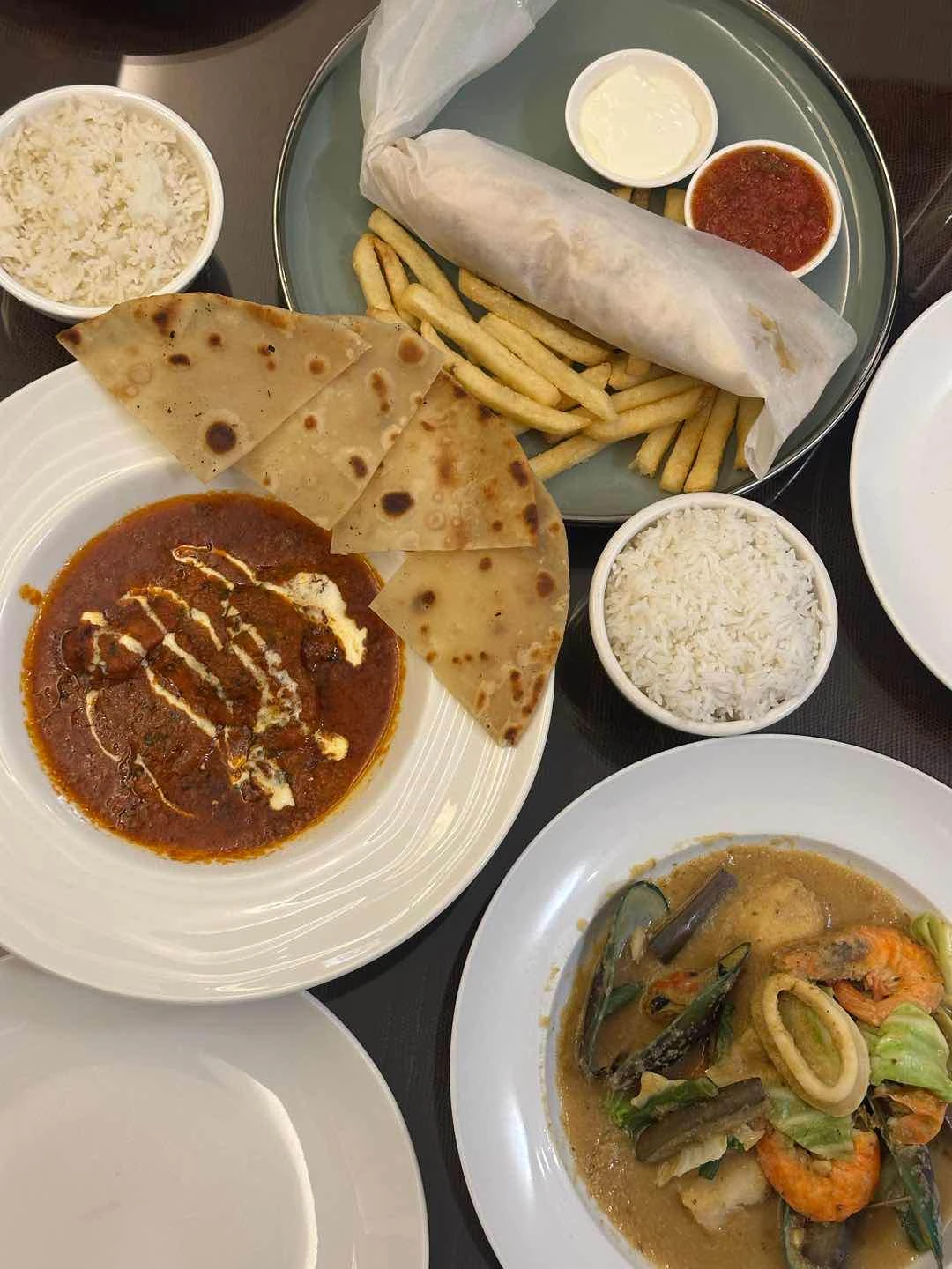 Burrito, Indian Butter Chicken, Seafood Kare-kare
