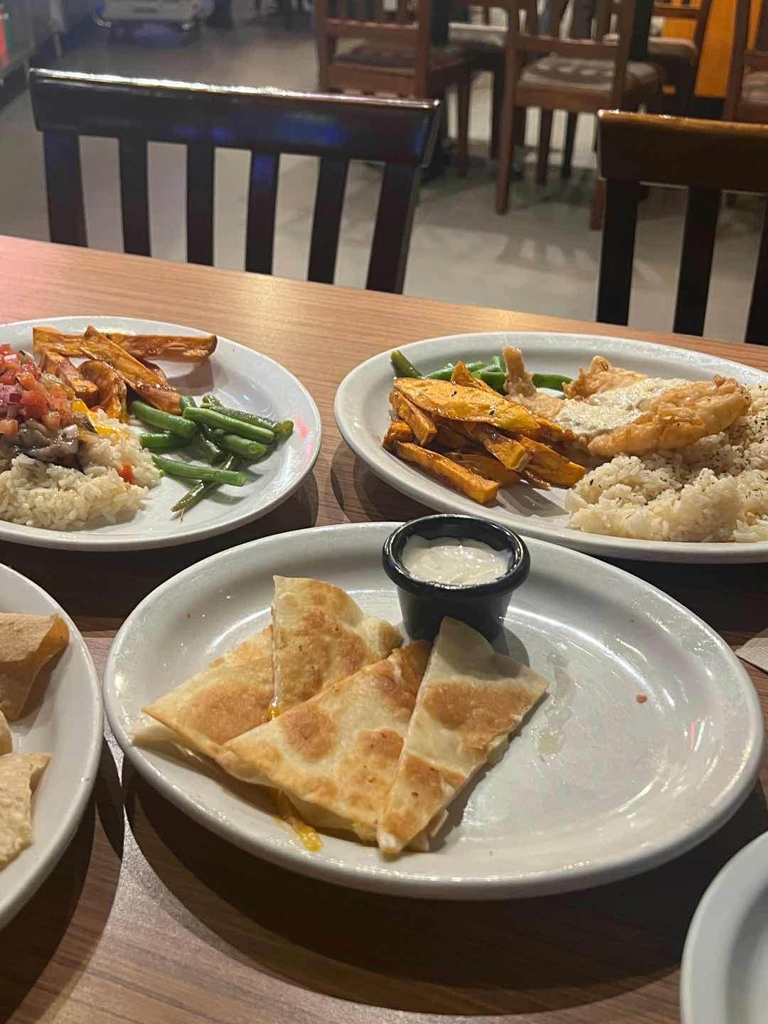 Cheese Quesadilla, Crusted Mahi Mahi