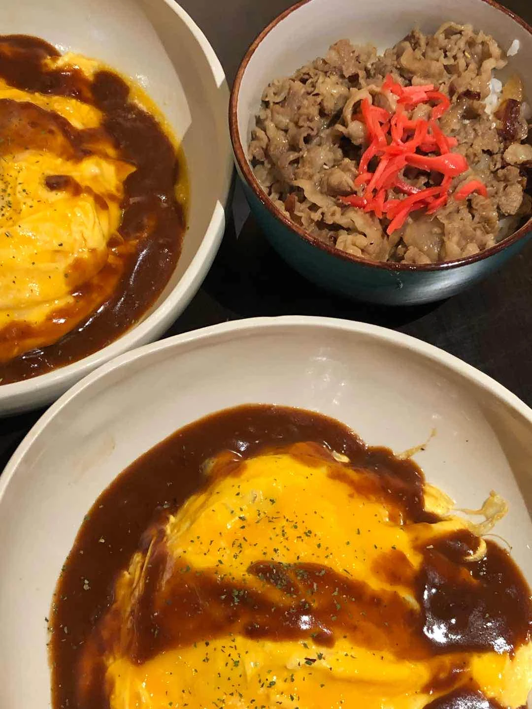 Omurice + Gyudon
