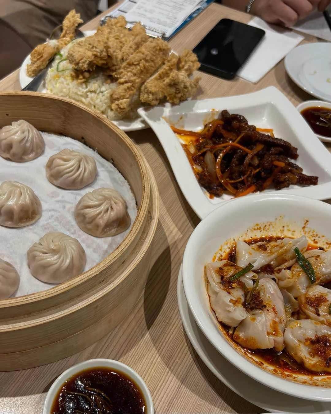 XLB, Porkchop, Beef Strips, Spicy Wontons of Din Tai Fung