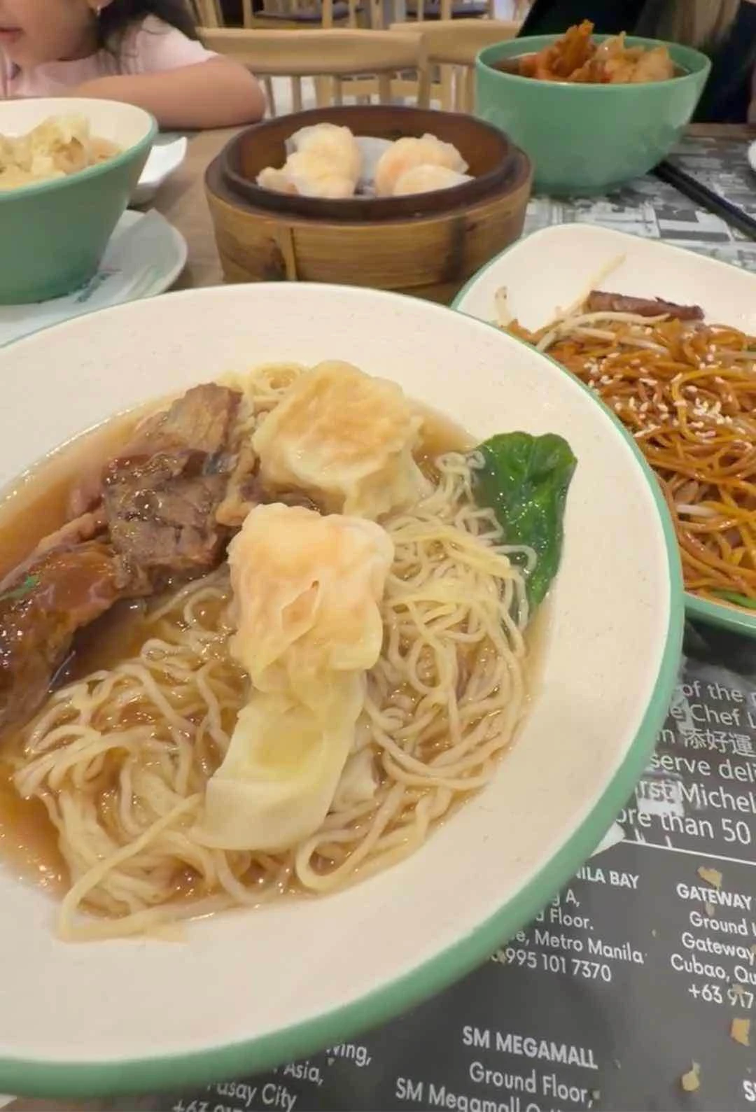 Beef Wonton Noodles, Stir fried Noodles and Shrimp Dumplings