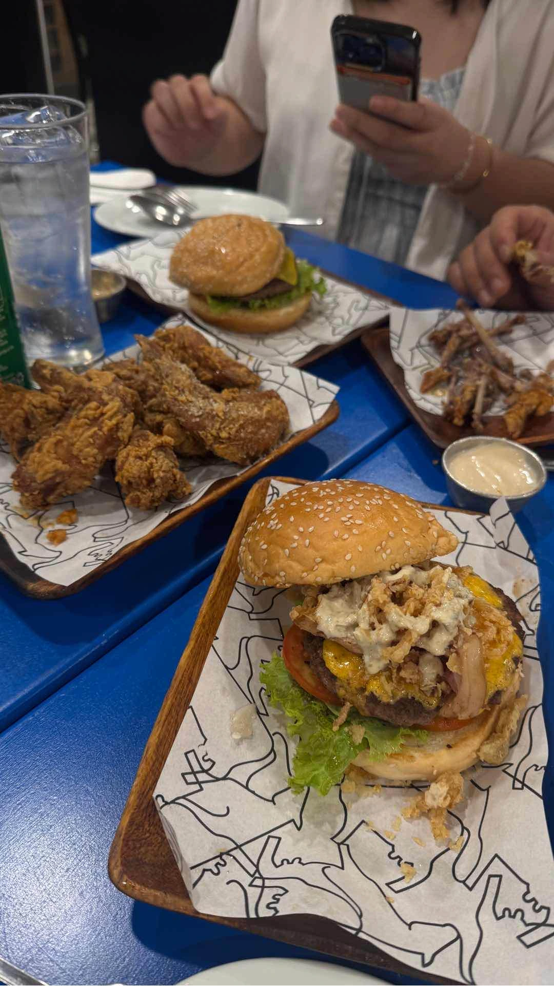 chicken wings and other burgers